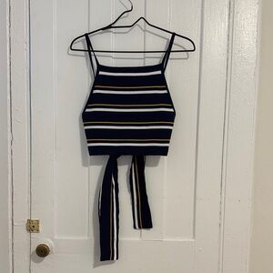La Hearts Navy and White Striped Crop Top